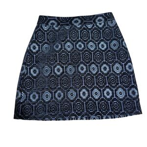 Zara Blue and Black Geometric Pattern Skirt